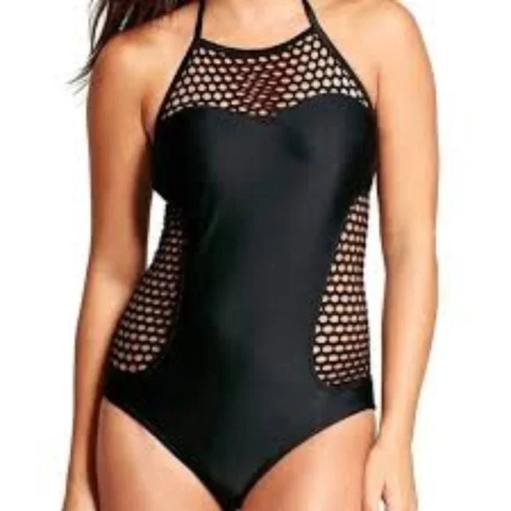 Mossimo Supply Co. Black One Piece with Mesh Accents